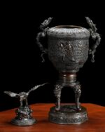 Büyük Bronz Japon Vazo - Görsel 3