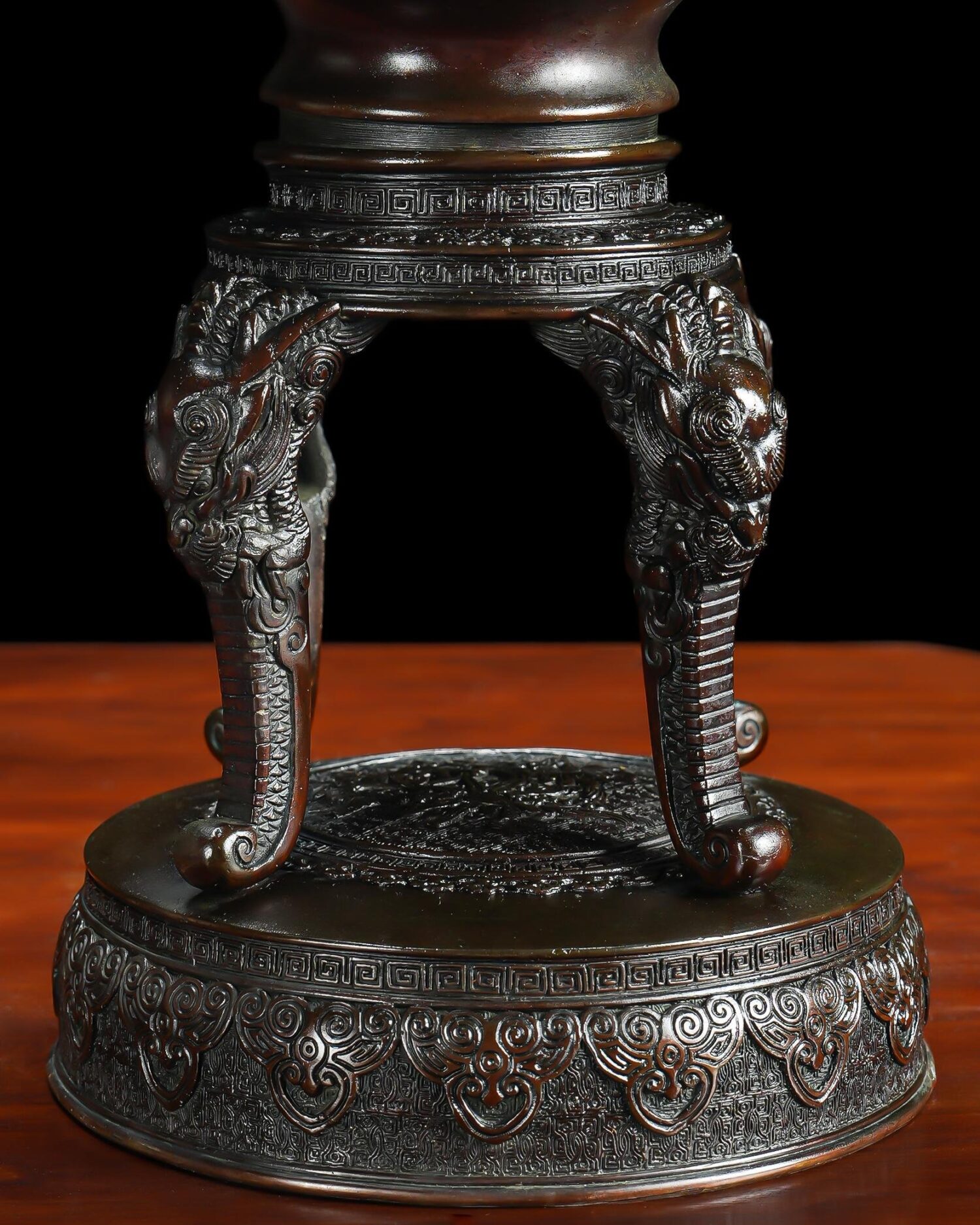 Büyük Bronz Japon Vazo - Görsel 8