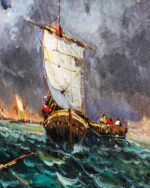 Fırtınada Yelkenli Yağlı Boya Tablo - Görsel 3