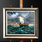 Fırtınada Yelkenli Yağlı Boya Tablo