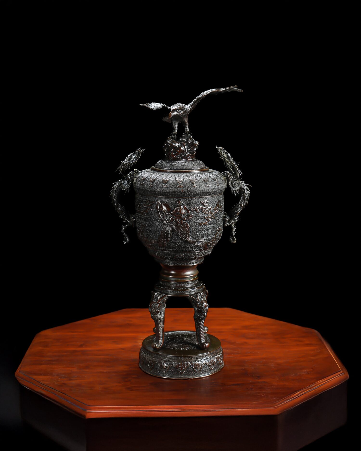 Büyük Bronz Japon Vazo - Görsel 1