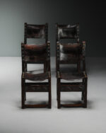 Perçinli Deri Sandalyeler - Dört Adet - Görsel 2