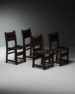 Perçinli Deri Sandalyeler - Dört Adet - Görsel 3