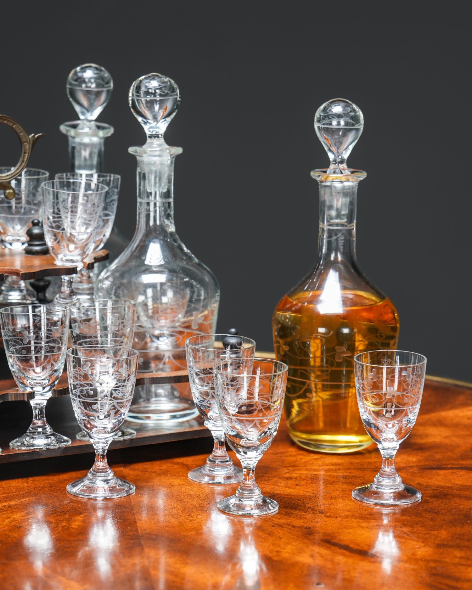 Antika Tantalus, Likör Seti, Fransa, 1900'ler - Görsel 6