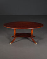 Burr Walnut Oval Sehpa | Alt Raflı Ceviz Orta Sehpa