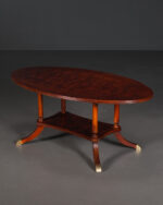 Burr Walnut Oval Sehpa | Alt Raflı Ceviz Orta Sehpa - Görsel 6