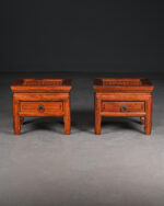 Antika Küçük Komodin Çift – Örgü Desenli Üst Tabla - Görsel 2