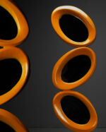 Turuncu Space Age Dikey Aynalar - Çift, İtalya, 1970'ler - Görsel 5