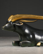 Bronz Antilop Sehpa - İtalya - 1980'ler - Görsel 5