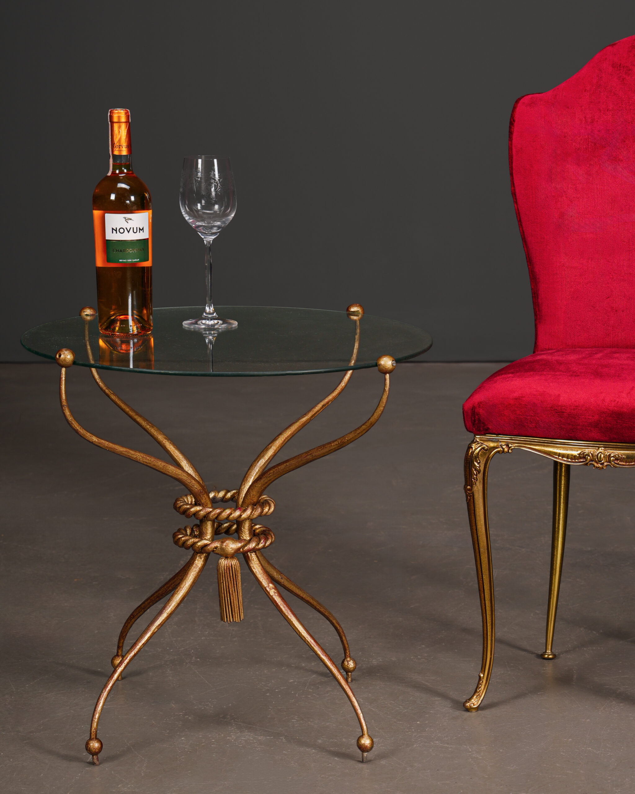 Halat ve Püskül Süslemeli Pirinç Sehpa, İtalya