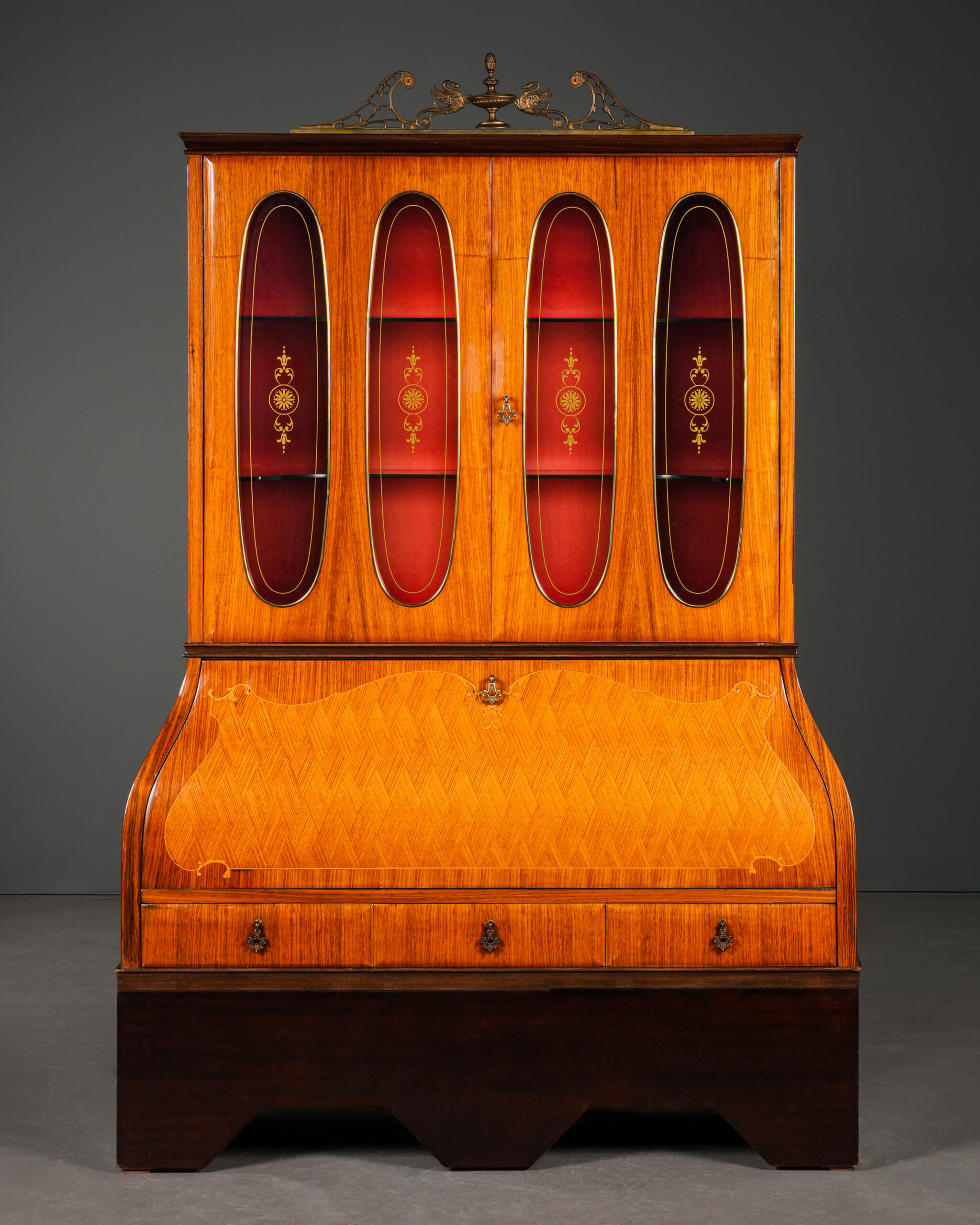 4572_1 Art Deco Vitrinli Büfe, İtalya, 1930'lar - Görsel 1