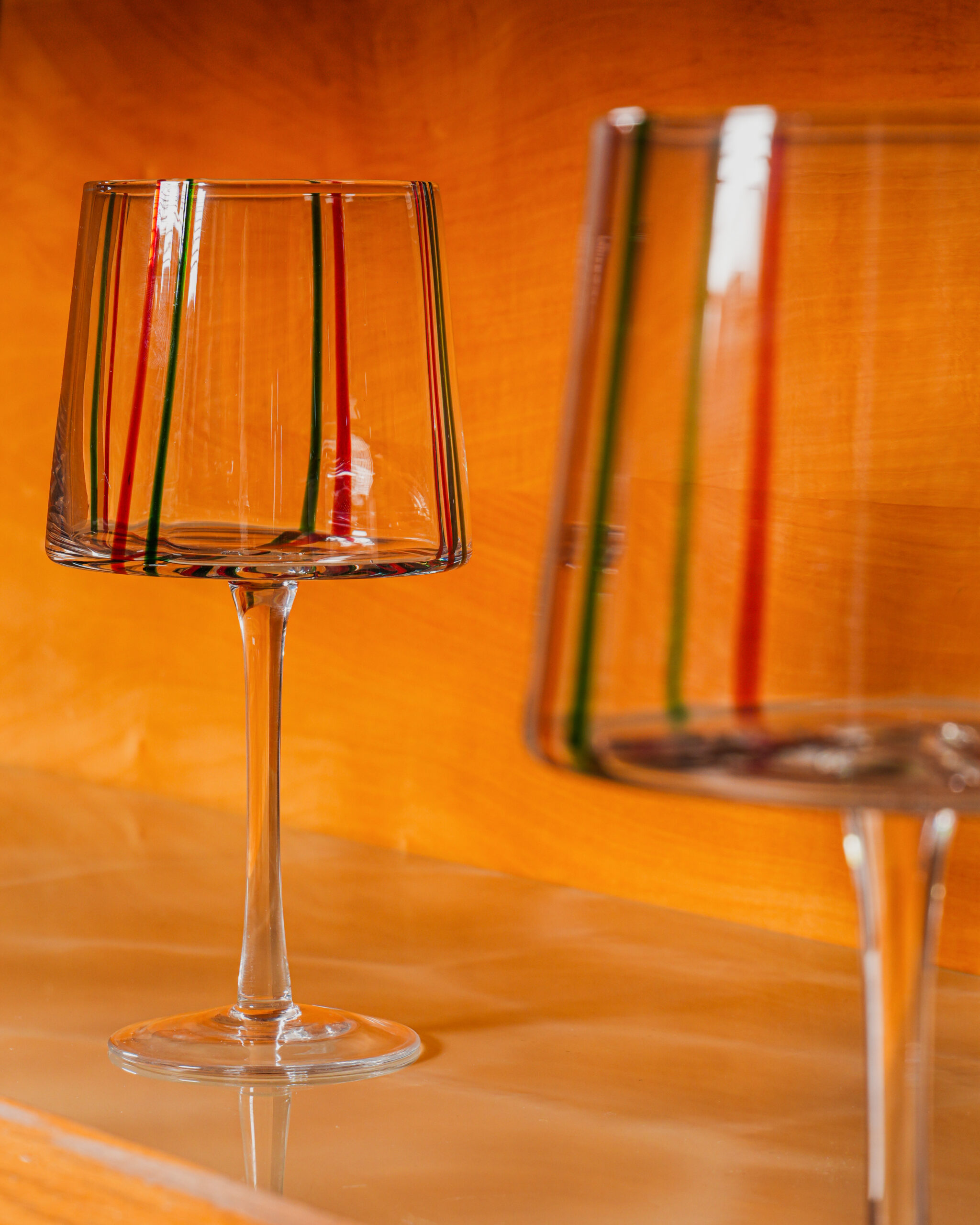 Renkli Çizgili Cam Kadehler - çift