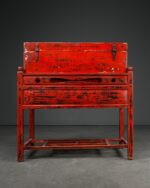 "Shanxi" Sandıklı Kırmızı Çin Konsol - Görsel 8