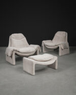 Saporiti P60 Lounge Chairs and Ottoman | Vittorio Introini, İtalya, 1970’ler