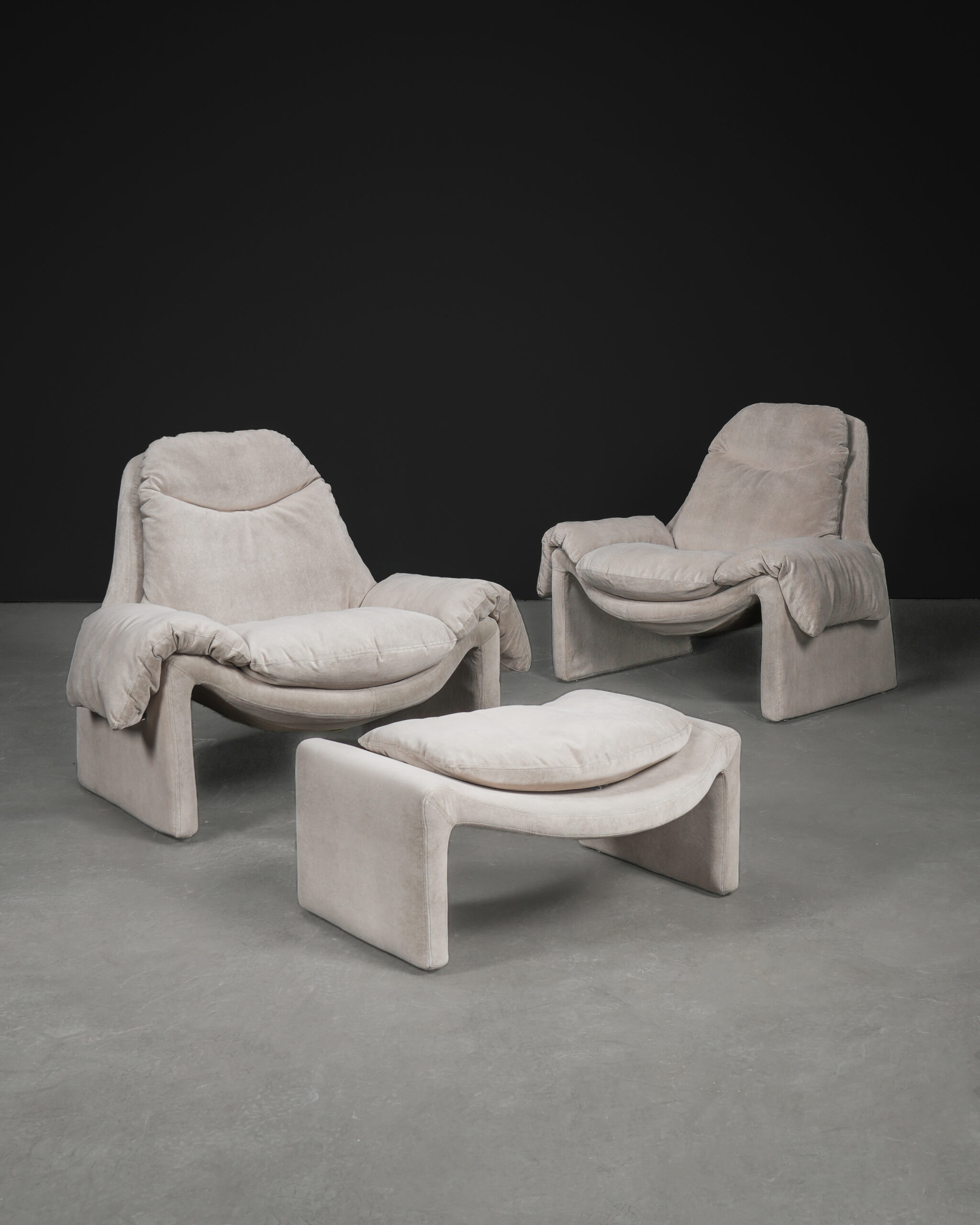 Saporiti P60 Lounge Chairs and Ottoman | Vittorio Introini, İtalya, 1970’ler