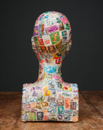 Stamp Head – Pul Kolaj Büst Heykel - Görsel 4