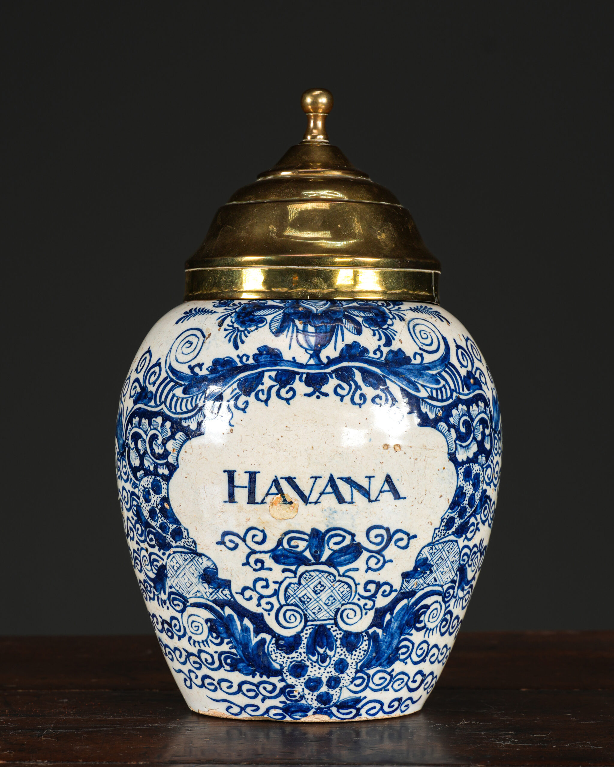 Delft Blue and White "Havana" Tobacco Jar - 19. yüzyıl, Hollanda