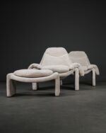 Saporiti P60 Lounge Chairs and Ottoman | Vittorio Introini, İtalya, 1970’ler