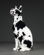"Harlequin Great Dane" Porselen Heykel, İtalya, 1980'ler