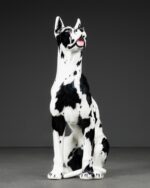 "Harlequin Great Dane" Porselen Heykel, İtalya, 1980'ler - Görsel 3