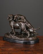 Bronz Çift Aslan Heykeli - Görsel 2