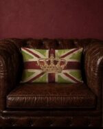 Union Jack Desenli Yeşil Yastık