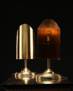 Pirinç ve Amber Camlı Art Deco Masa Lambaları - Çift